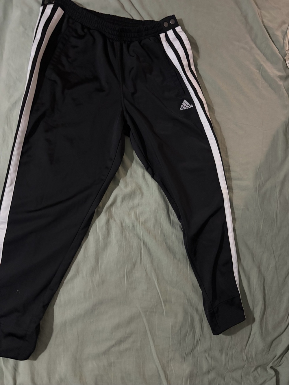 Adidas Tear Away Black Track Pants with White Stripes